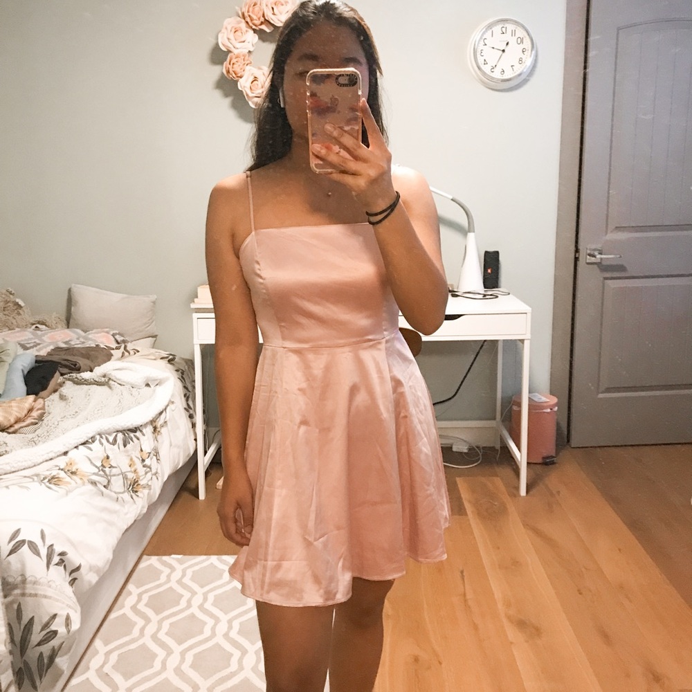 kimchi blue silky pink mini dress